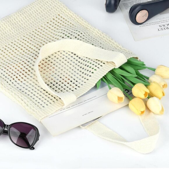 Women's Beige Shoulder Shopping Handbag Casual Travel Totes Fold Able Bags - Picture 3 of 7